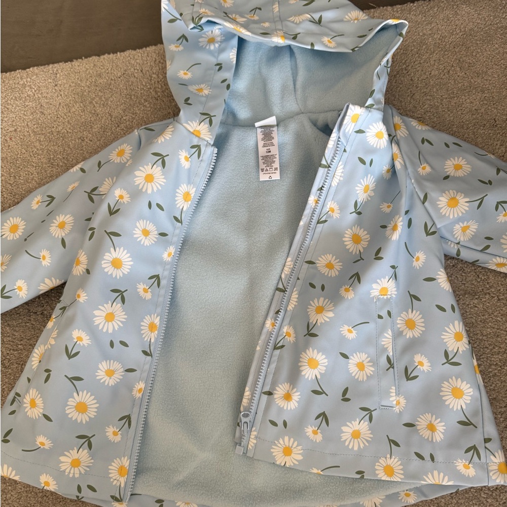 Little Me Light Blue Daisy Print Hooded Raincoat